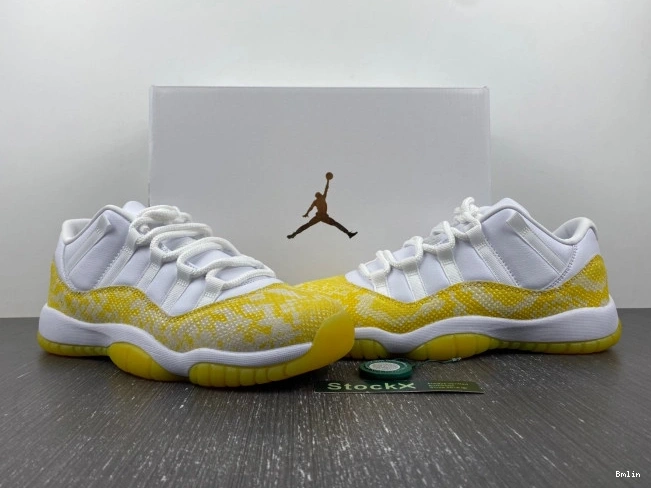 Bmlin Shoes WMNS Yellow Air Jordan 11 AH7860-107 Low Snakeskin 0825